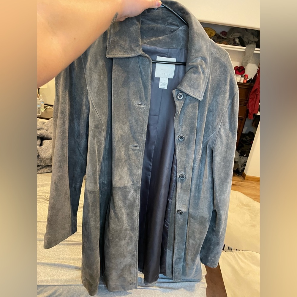 J.Jill Womens Suede Jacket Grey
